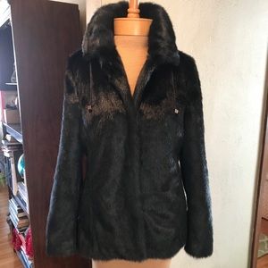Chico’s fab black faux fur jacket